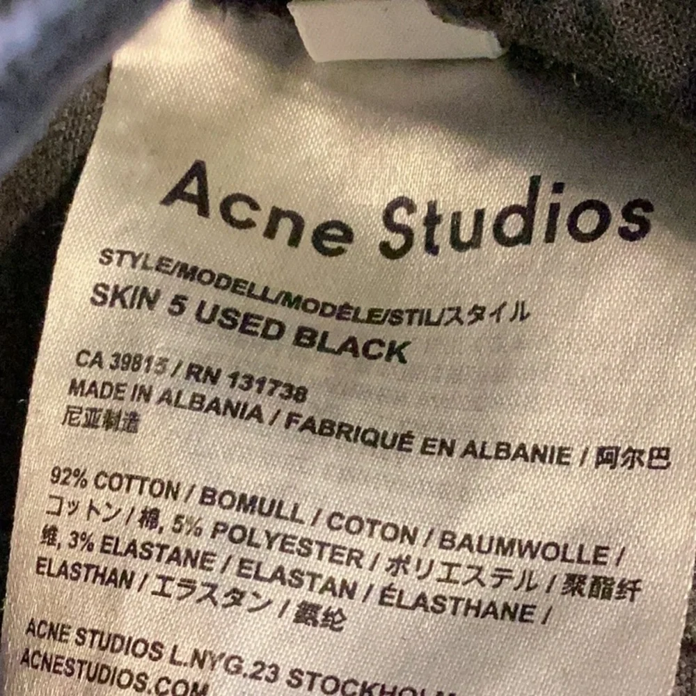 Acne Studios skin 5 used black skinny jeans